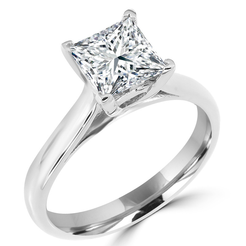 GIA Certified 14k Solid White Gold Princess Cut Diamond Engagement Ring  2.75 | eBay